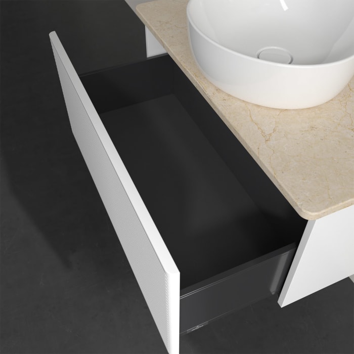 Villeroy & Boch Antao Waschbeckenunterschrank, 80 x 36 cm, 1 Auszug, Front mit Struktur, ohne Hahnloch