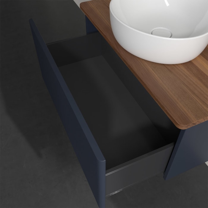 Villeroy & Boch Antao Waschbeckenunterschrank, 80 x 36 cm, 1 Auszug, Front mit Struktur, mit Hahnloch