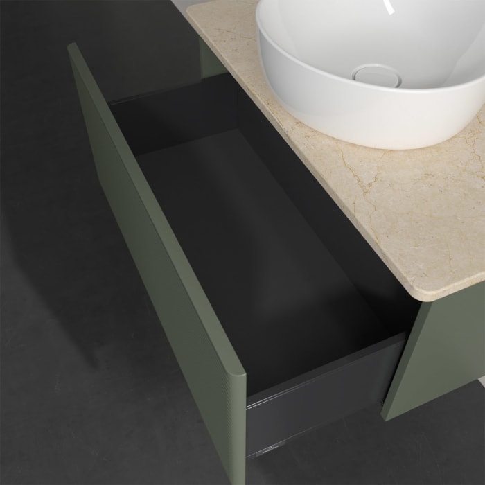 Villeroy & Boch Antao Waschbeckenunterschrank, 80 x 36 cm, 1 Auszug, Front mit Struktur, mit Hahnloch