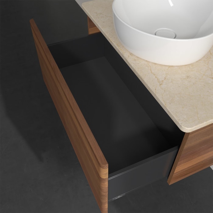 Villeroy & Boch Antao Waschbeckenunterschrank, 80 x 36 cm, 1 Auszug, Front mit Struktur, mit Hahnloch