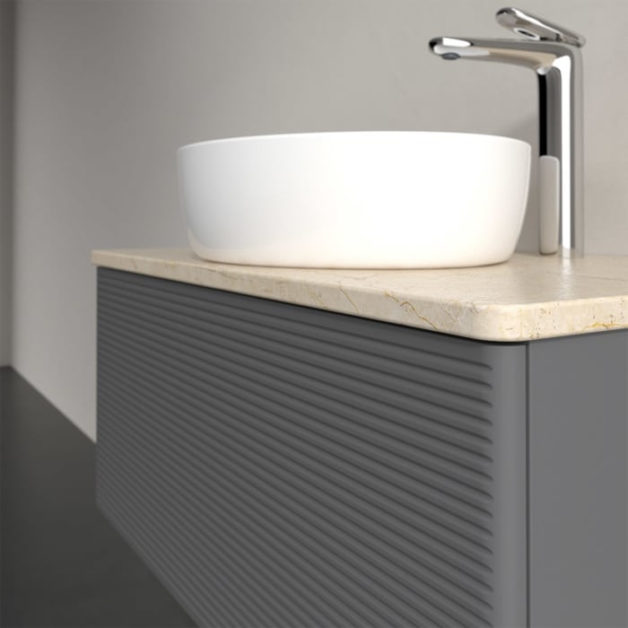 Villeroy & Boch Antao Waschbeckenunterschrank, 80 x 36 cm, 1 Auszug, Front mit Struktur, mit Hahnloch