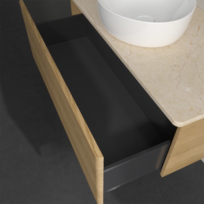 Villeroy & Boch Antao Waschbeckenunterschrank, 100 x 36 cm, 1 Auszug, Front ohne Struktur, ohne Hahnloch