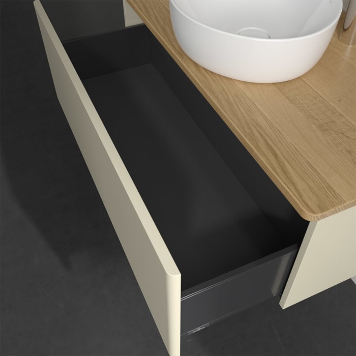 Villeroy & Boch Antao Waschbeckenunterschrank, 100 x 36 cm, 1 Auszug, Front ohne Struktur, mit Hahnloch