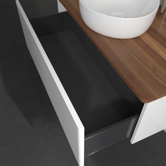 Villeroy & Boch Antao Waschbeckenunterschrank, 100 x 36 cm, 1 Auszug, Front ohne Struktur, mit Hahnloch