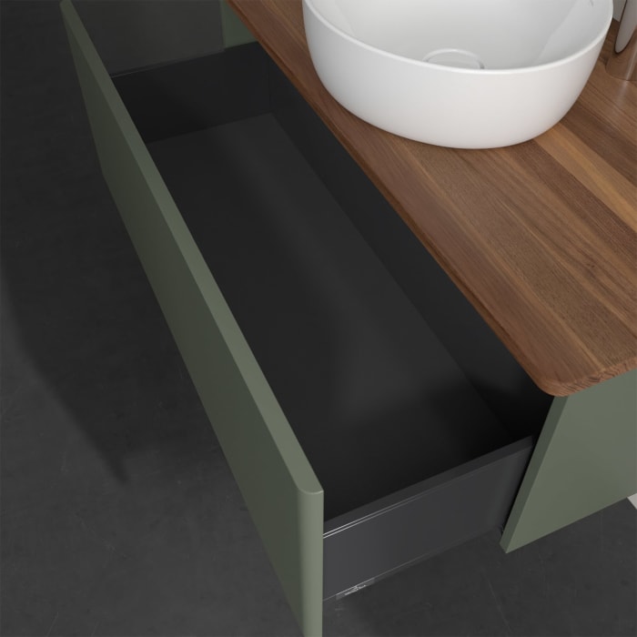 Villeroy & Boch Antao Waschbeckenunterschrank, 100 x 36 cm, 1 Auszug, Front ohne Struktur, mit Hahnloch