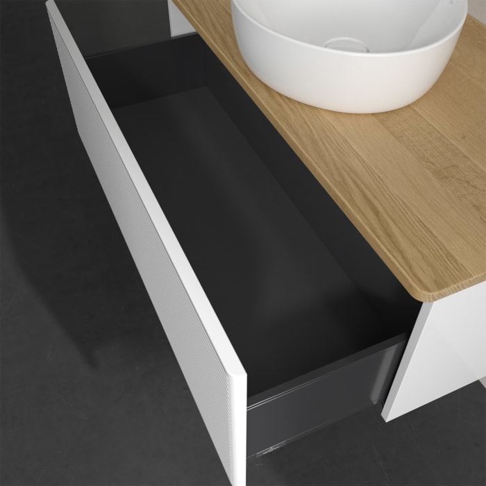 Villeroy & Boch Antao Waschbeckenunterschrank, 100 x 36 cm, 1 Auszug, Front mit Struktur, ohne Hahnloch