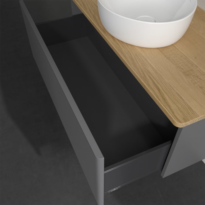 Villeroy & Boch Antao Waschbeckenunterschrank, 100 x 36 cm, 1 Auszug, Front mit Struktur, ohne Hahnloch