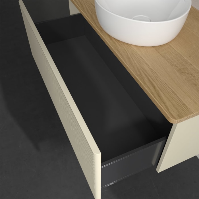 Villeroy & Boch Antao Waschbeckenunterschrank, 100 x 36 cm, 1 Auszug, Front mit Struktur, ohne Hahnloch