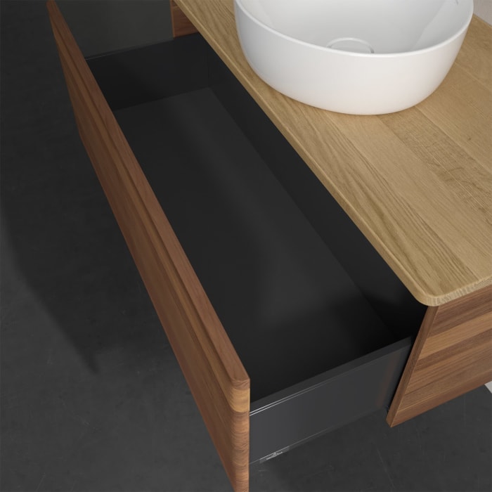 Villeroy & Boch Antao Waschbeckenunterschrank, 100 x 36 cm, 1 Auszug, Front mit Struktur, ohne Hahnloch