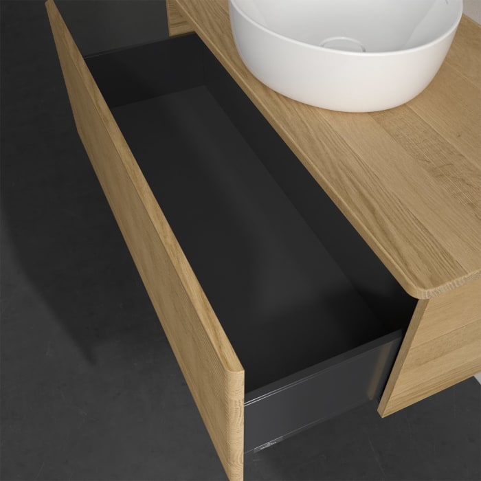 Villeroy & Boch Antao Waschbeckenunterschrank, 100 x 36 cm, 1 Auszug, Front mit Struktur, ohne Hahnloch