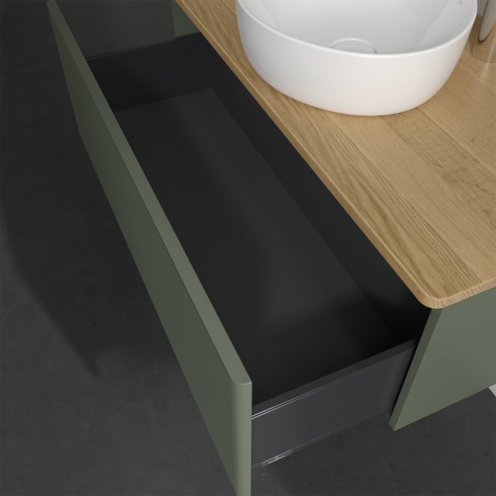 Villeroy & Boch Antao Waschbeckenunterschrank, 100 x 36 cm, 1 Auszug, Front mit Struktur, mit Hahnloch