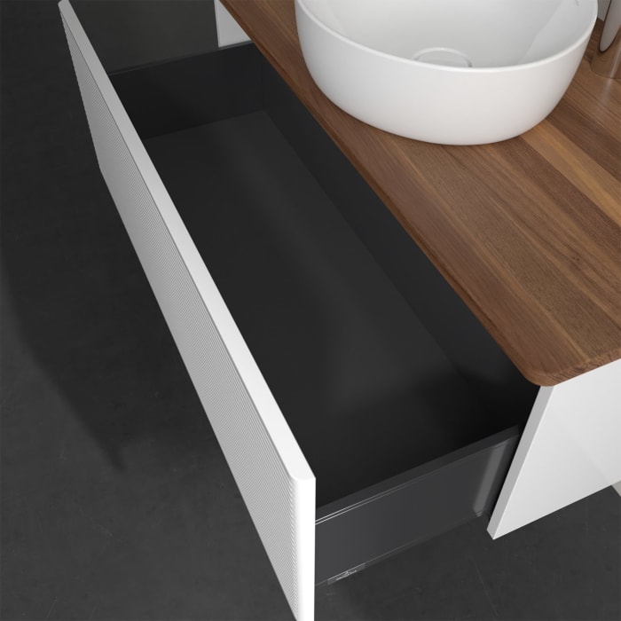 Villeroy & Boch Antao Waschbeckenunterschrank, 100 x 36 cm, 1 Auszug, Front mit Struktur, mit Hahnloch