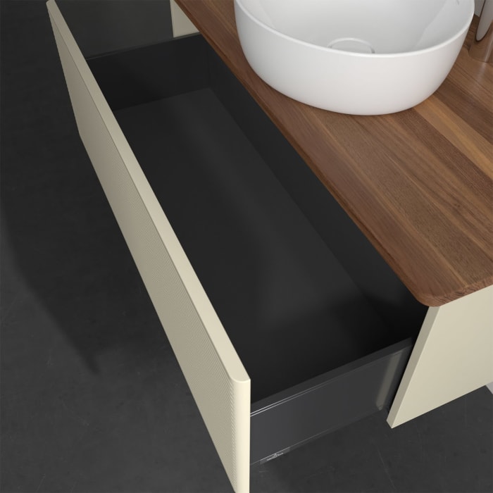 Villeroy & Boch Antao Waschbeckenunterschrank, 100 x 36 cm, 1 Auszug, Front mit Struktur, mit Hahnloch