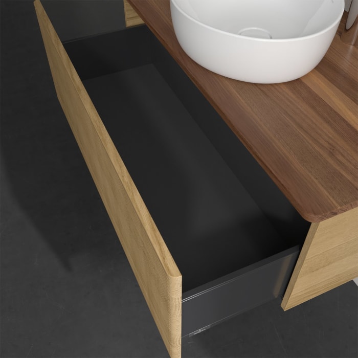 Villeroy & Boch Antao Waschbeckenunterschrank, 100 x 36 cm, 1 Auszug, Front mit Struktur, mit Hahnloch