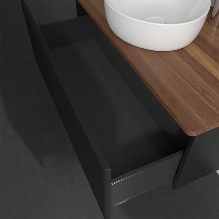 Villeroy & Boch Antao Waschbeckenunterschrank, 100 x 36 cm, 1 Auszug, Front mit Struktur, mit Hahnloch