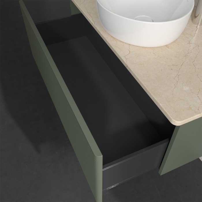 Villeroy & Boch Antao Waschbeckenunterschrank, 100 x 36 cm, 1 Auszug, Front mit Struktur, mit Hahnloch