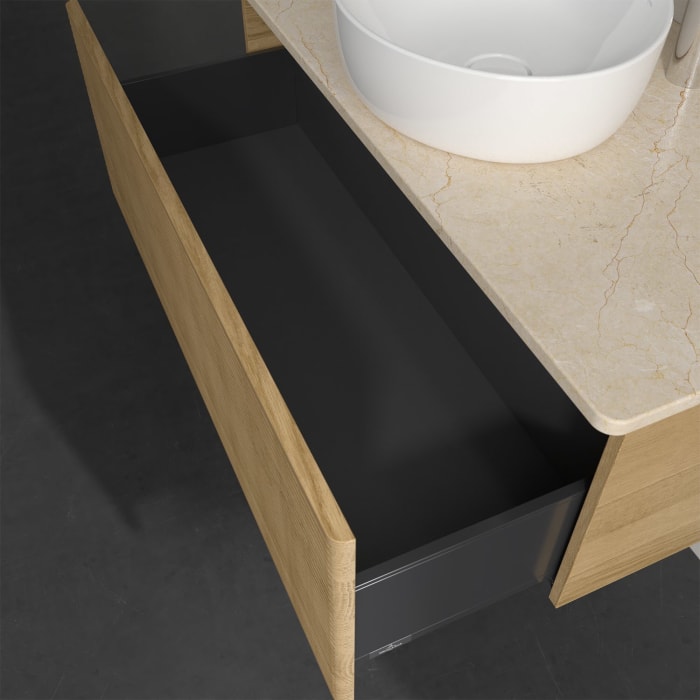 Villeroy & Boch Antao Waschbeckenunterschrank, 100 x 36 cm, 1 Auszug, Front mit Struktur, mit Hahnloch