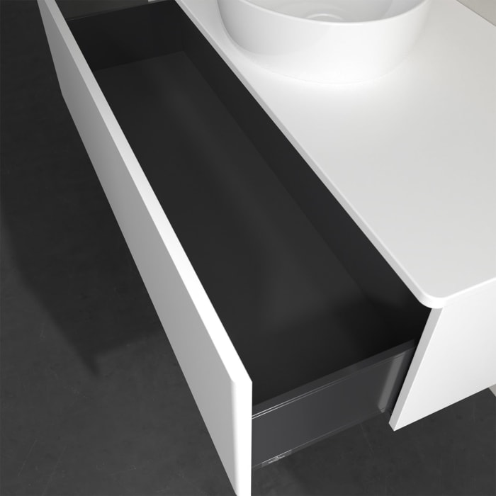 Villeroy & Boch Antao Waschbeckenunterschrank, 120 x 36 cm, 1 Auszug, Front ohne Struktur, ohne Hahnloch, für Waschtisch mittig