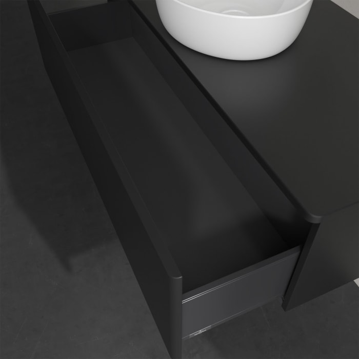 Villeroy & Boch Antao Waschbeckenunterschrank, 120 x 36 cm, 1 Auszug, Front ohne Struktur, ohne Hahnloch, für Waschtisch mittig