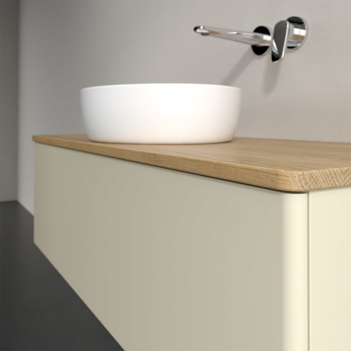 Villeroy & Boch Antao Waschbeckenunterschrank, 120 x 36 cm, 1 Auszug, Front ohne Struktur, ohne Hahnloch, für Waschtisch mittig