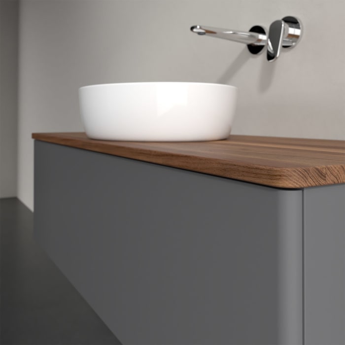 Villeroy & Boch Antao Waschbeckenunterschrank, 120 x 36 cm, 1 Auszug, Front ohne Struktur, ohne Hahnloch, für Waschtisch mittig