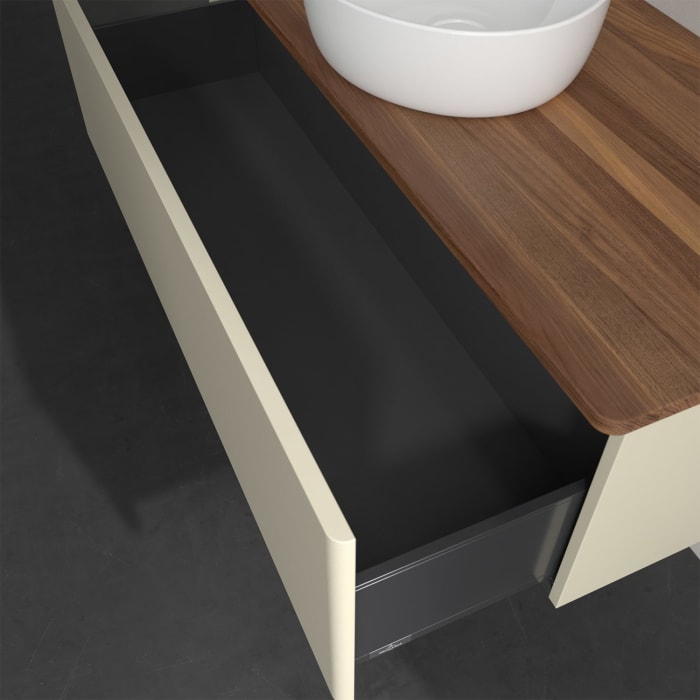 Villeroy & Boch Antao Waschbeckenunterschrank, 120 x 36 cm, 1 Auszug, Front ohne Struktur, ohne Hahnloch, für Waschtisch mittig