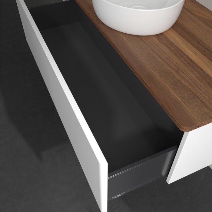 Villeroy & Boch Antao Waschbeckenunterschrank, 120 x 36 cm, 1 Auszug, Front ohne Struktur, ohne Hahnloch, für Waschtisch mittig