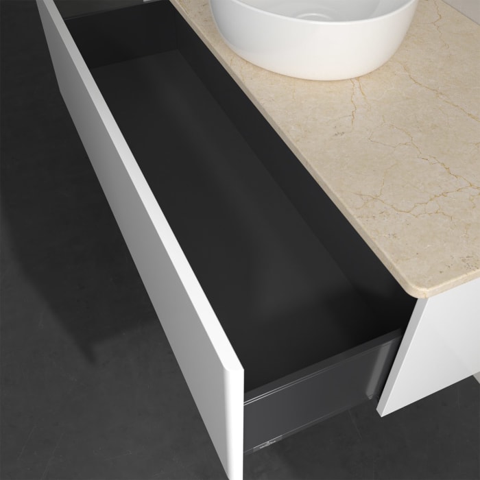 Villeroy & Boch Antao Waschbeckenunterschrank, 120 x 36 cm, 1 Auszug, Front ohne Struktur, ohne Hahnloch, für Waschtisch mittig