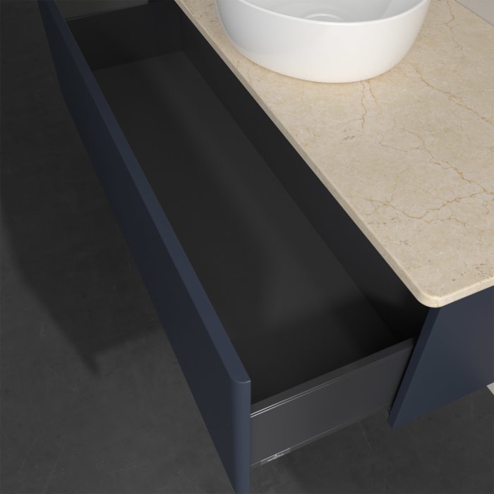 Villeroy & Boch Antao Waschbeckenunterschrank, 120 x 36 cm, 1 Auszug, Front ohne Struktur, ohne Hahnloch, für Waschtisch mittig