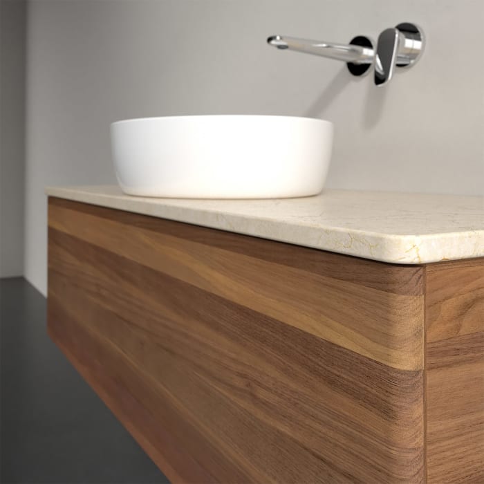 Villeroy & Boch Antao Waschbeckenunterschrank, 120 x 36 cm, 1 Auszug, Front ohne Struktur, ohne Hahnloch, für Waschtisch mittig