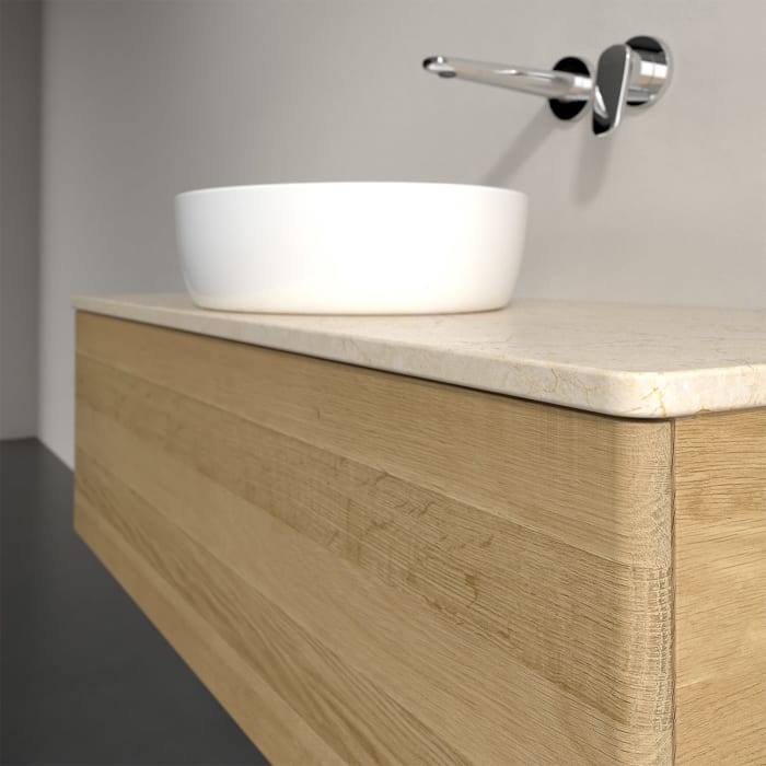 Villeroy & Boch Antao Waschbeckenunterschrank, 120 x 36 cm, 1 Auszug, Front ohne Struktur, ohne Hahnloch, für Waschtisch mittig