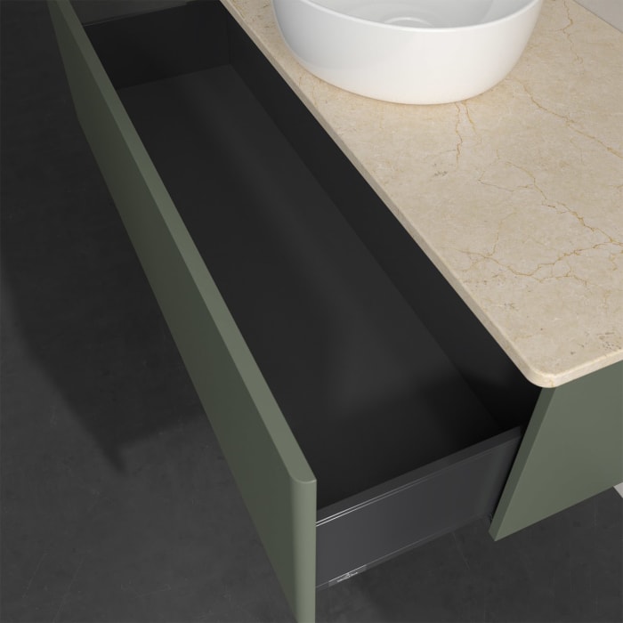 Villeroy & Boch Antao Waschbeckenunterschrank, 120 x 36 cm, 1 Auszug, Front ohne Struktur, ohne Hahnloch, für Waschtisch mittig