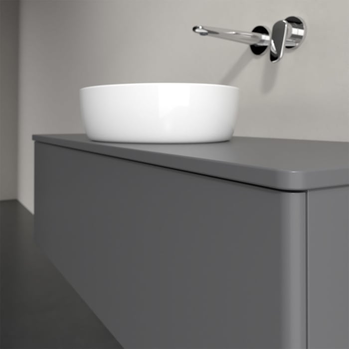 Villeroy & Boch Antao Waschbeckenunterschrank, 120 x 36 cm, 1 Auszug, Front ohne Struktur, mit Hahnloch, für Waschtisch mittig