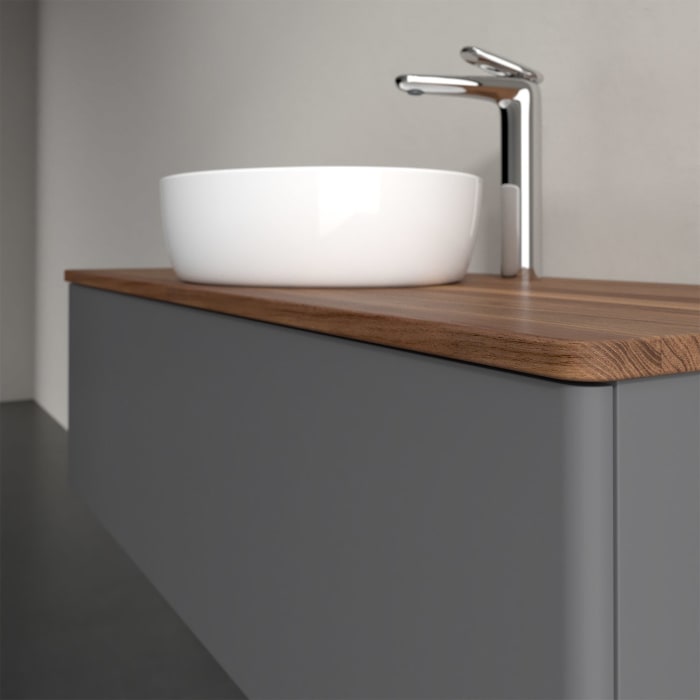 Villeroy & Boch Antao Waschbeckenunterschrank, 120 x 36 cm, 1 Auszug, Front ohne Struktur, mit Hahnloch, für Waschtisch mittig