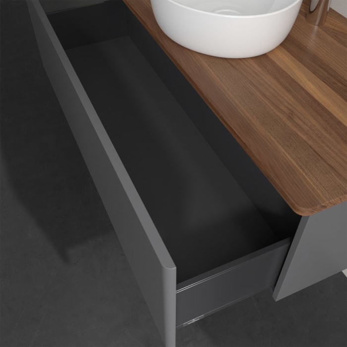 Villeroy & Boch Antao Waschbeckenunterschrank, 120 x 36 cm, 1 Auszug, Front ohne Struktur, mit Hahnloch, für Waschtisch mittig