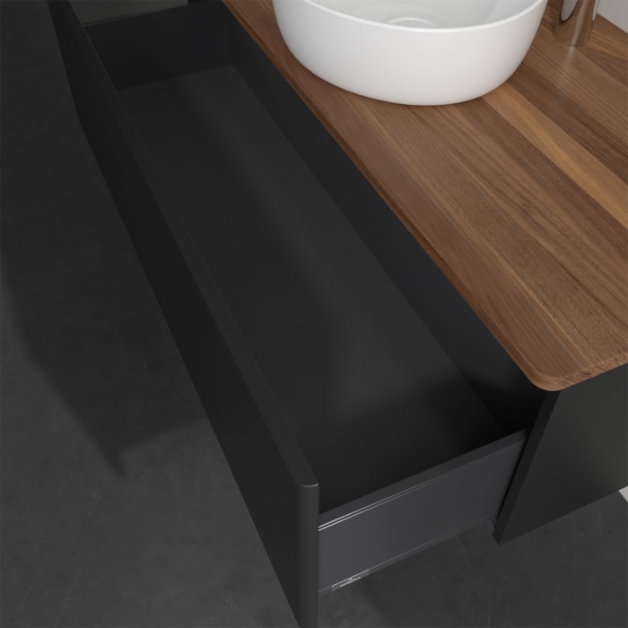 Villeroy & Boch Antao Waschbeckenunterschrank, 120 x 36 cm, 1 Auszug, Front ohne Struktur, mit Hahnloch, für Waschtisch mittig