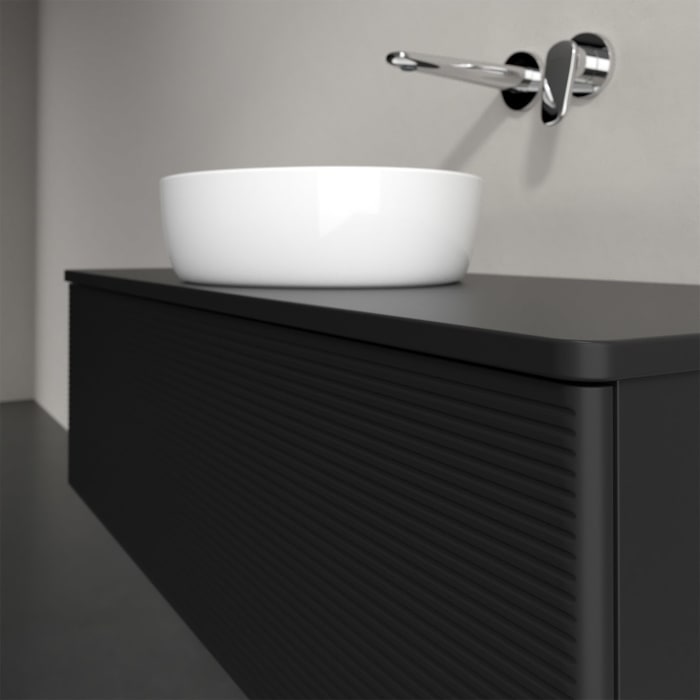 Villeroy & Boch Antao Waschbeckenunterschrank, 120 x 36 cm, 1 Auszug, Front mit Struktur, ohne Hahnloch, für Waschtisch mittig