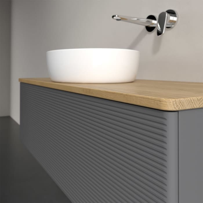 Villeroy & Boch Antao Waschbeckenunterschrank, 120 x 36 cm, 1 Auszug, Front mit Struktur, ohne Hahnloch, für Waschtisch mittig