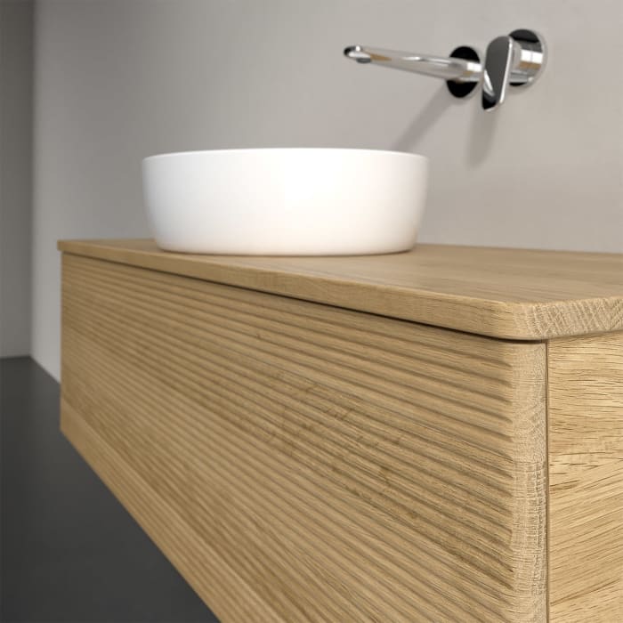 Villeroy & Boch Antao Waschbeckenunterschrank, 120 x 36 cm, 1 Auszug, Front mit Struktur, ohne Hahnloch, für Waschtisch mittig