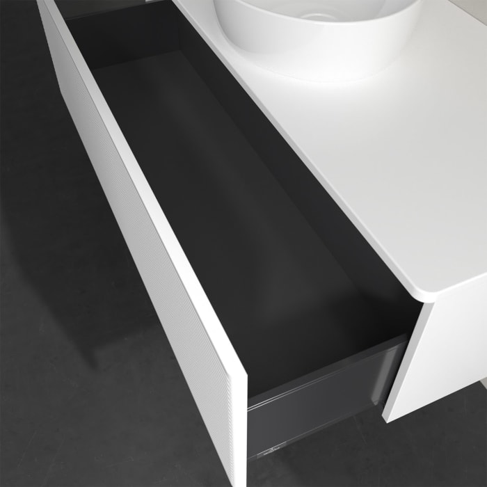 Villeroy & Boch Antao Waschbeckenunterschrank, 120 x 36 cm, 1 Auszug, Front mit Struktur, ohne Hahnloch, für Waschtisch mittig