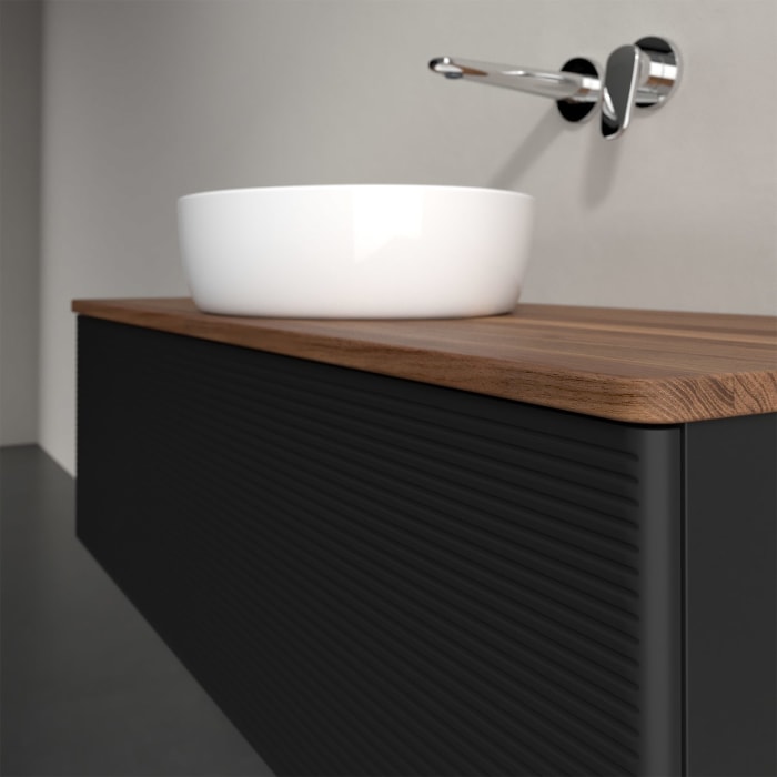 Villeroy & Boch Antao Waschbeckenunterschrank, 120 x 36 cm, 1 Auszug, Front mit Struktur, ohne Hahnloch, für Waschtisch mittig