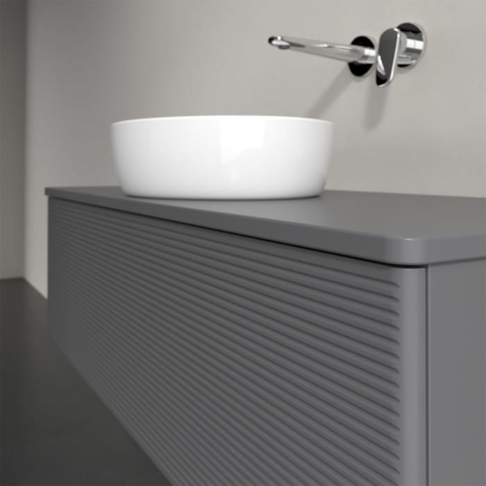 Villeroy & Boch Antao Waschbeckenunterschrank, 120 x 36 cm, 1 Auszug, Front mit Struktur, mit Hahnloch, für Waschtisch mittig