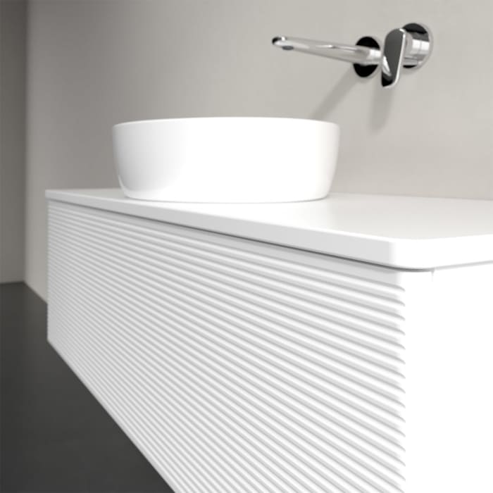 Villeroy & Boch Antao Waschbeckenunterschrank, 120 x 36 cm, 1 Auszug, Front mit Struktur, mit Hahnloch, für Waschtisch mittig