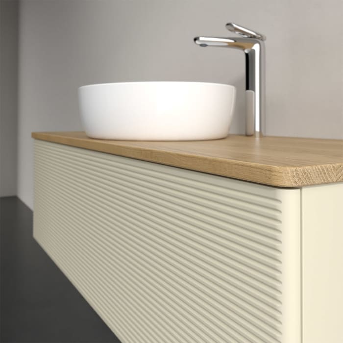 Villeroy & Boch Antao Waschbeckenunterschrank, 120 x 36 cm, 1 Auszug, Front mit Struktur, mit Hahnloch, für Waschtisch mittig