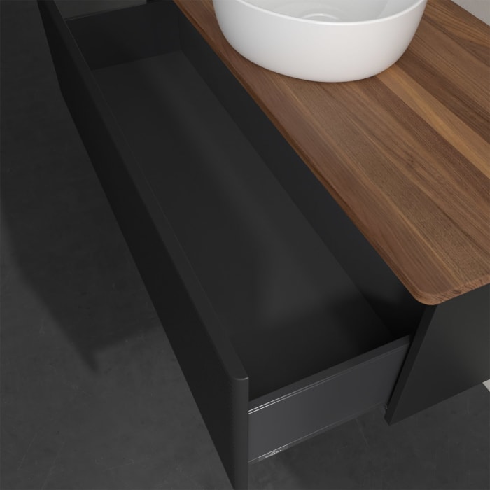 Villeroy & Boch Antao Waschbeckenunterschrank, 120 x 36 cm, 1 Auszug, Front mit Struktur, ohne Hahnloch, für Waschtisch mittig