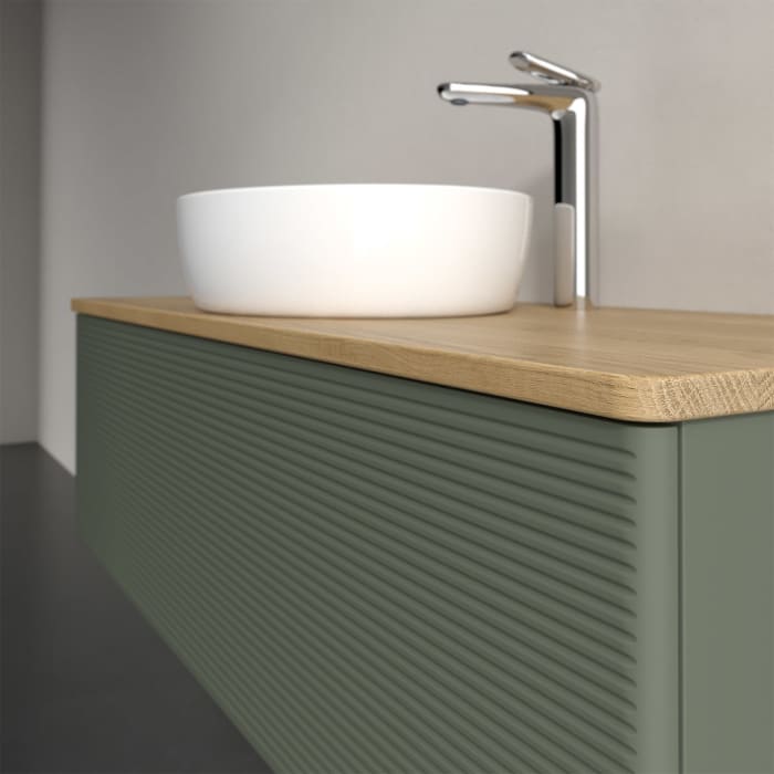 Villeroy & Boch Antao Waschbeckenunterschrank, 120 x 36 cm, 1 Auszug, Front mit Struktur, mit Hahnloch, für Waschtisch mittig