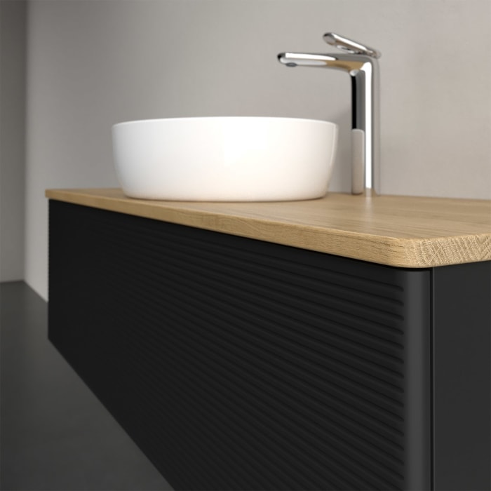 Villeroy & Boch Antao Waschbeckenunterschrank, 120 x 36 cm, 1 Auszug, Front mit Struktur, mit Hahnloch, für Waschtisch mittig