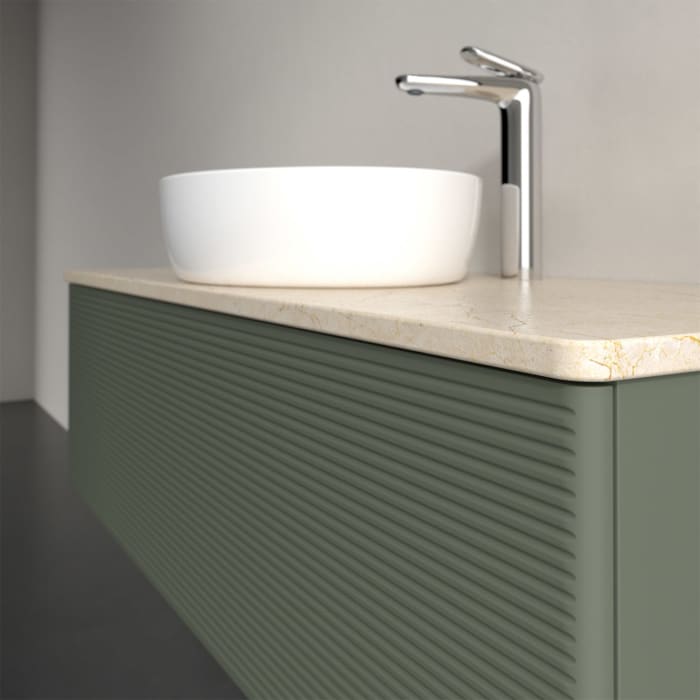 Villeroy & Boch Antao Waschbeckenunterschrank, 120 x 36 cm, 1 Auszug, Front mit Struktur, mit Hahnloch, für Waschtisch mittig