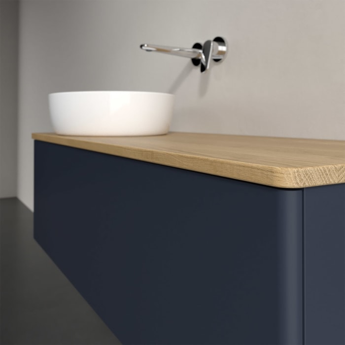 Villeroy & Boch Antao Waschbeckenunterschrank, 120 x 36 cm, 1 Auszug, Front ohne Struktur, ohne Hahnloch, für Waschtisch links