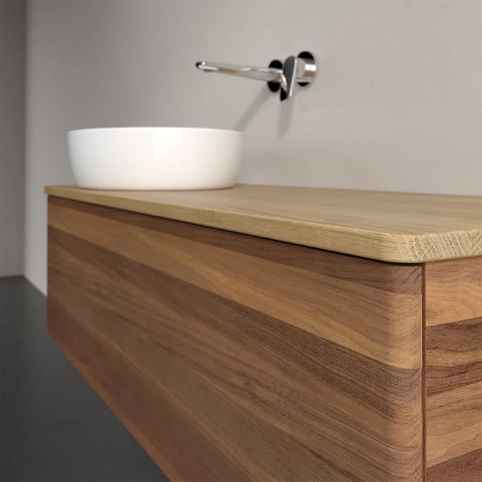 Villeroy & Boch Antao Waschbeckenunterschrank, 120 x 36 cm, 1 Auszug, Front ohne Struktur, ohne Hahnloch, für Waschtisch links